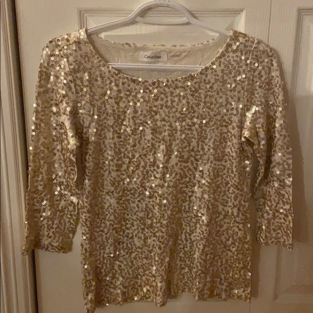 Calvin Klein Gold Sequin Top